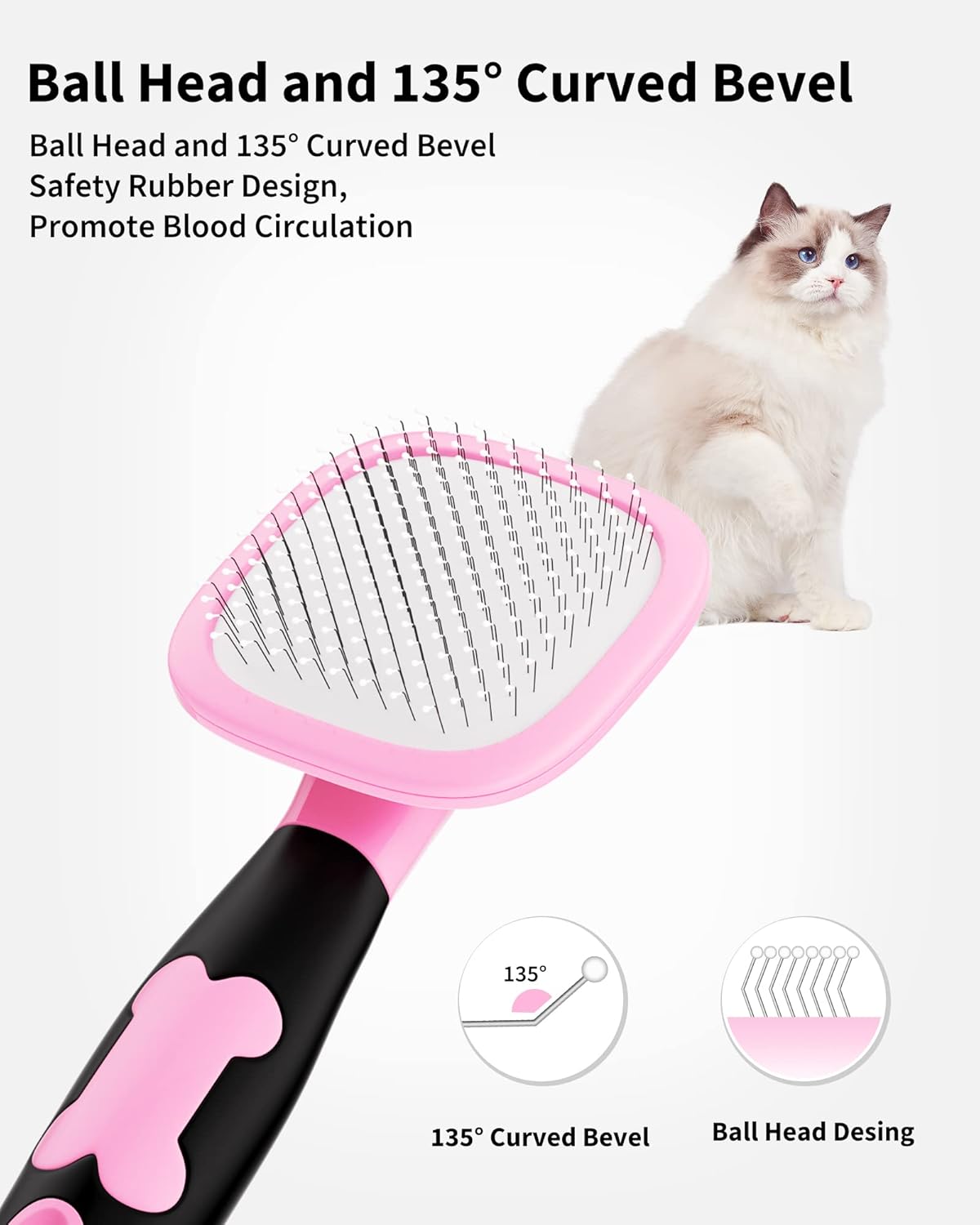 Glendan 360° Self‑Cleaning Slicker Brush for Dogs & Cats – Detangles, Reduces Shedding & Massages for Long, Medium or Short Fur